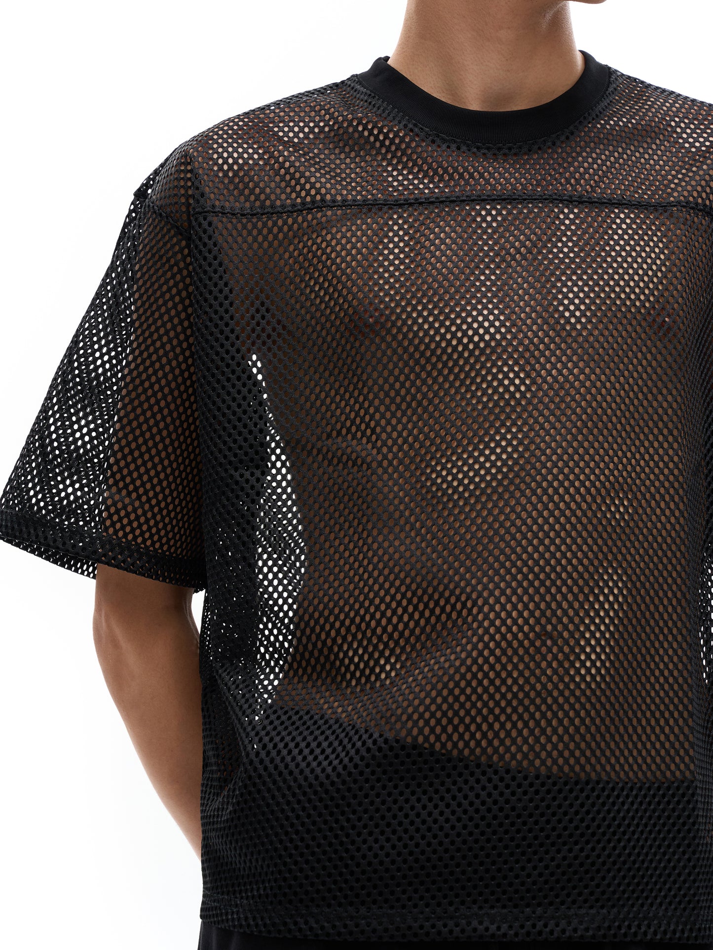 "Football Dudes" See-through Boxy Net T-Shirt