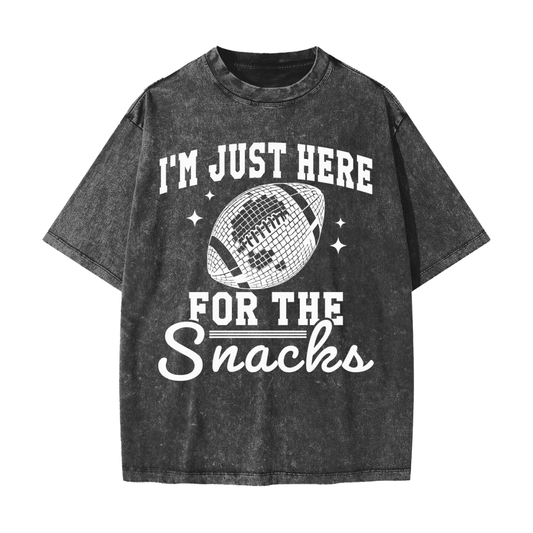 "Just Here For The Snacks" Heavyweight Snow Washed T-Shirt