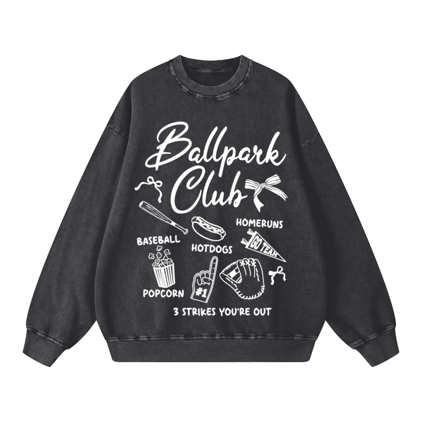 "Ballpark Club" Snow-Washed Oversized Sweatshirt