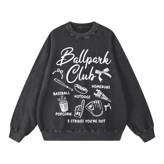 "Ballpark Club" Snow-Washed Oversized Sweatshirt