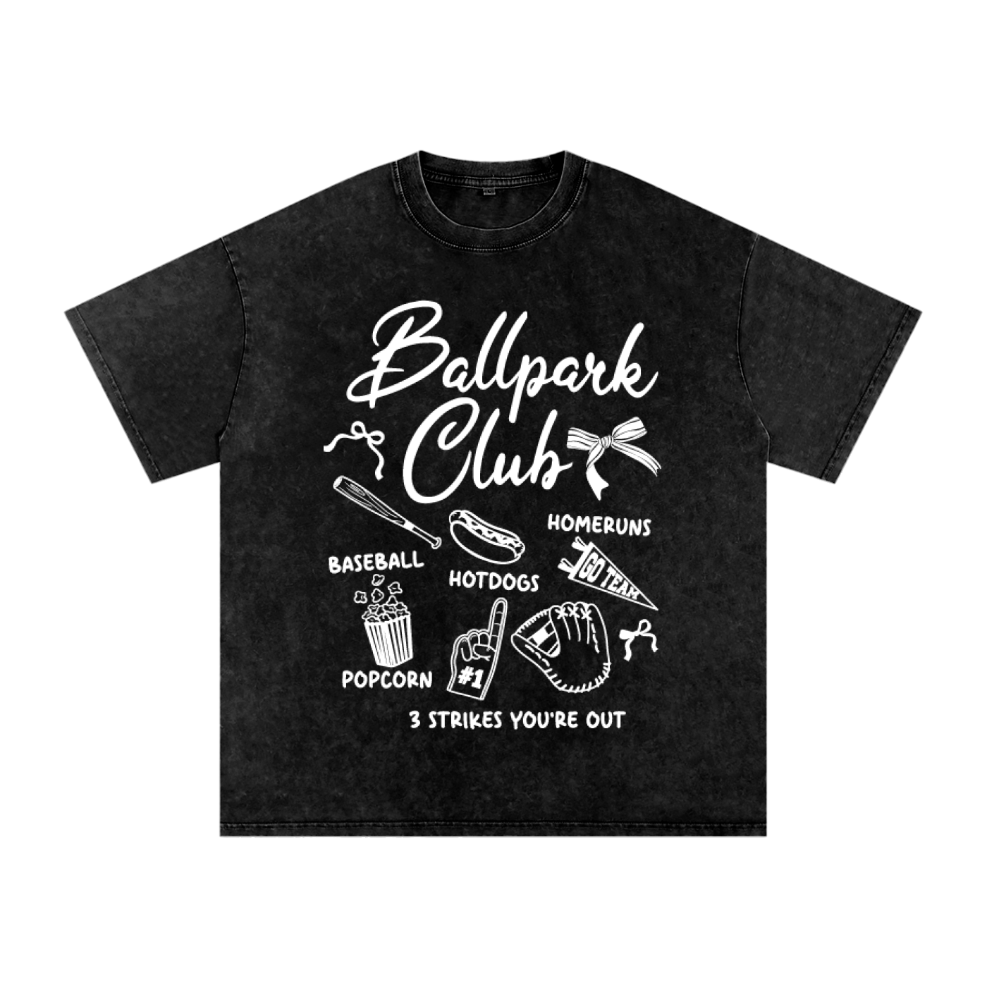 "Ballpark Club" Snow-Washed Oversized Cotton Tee