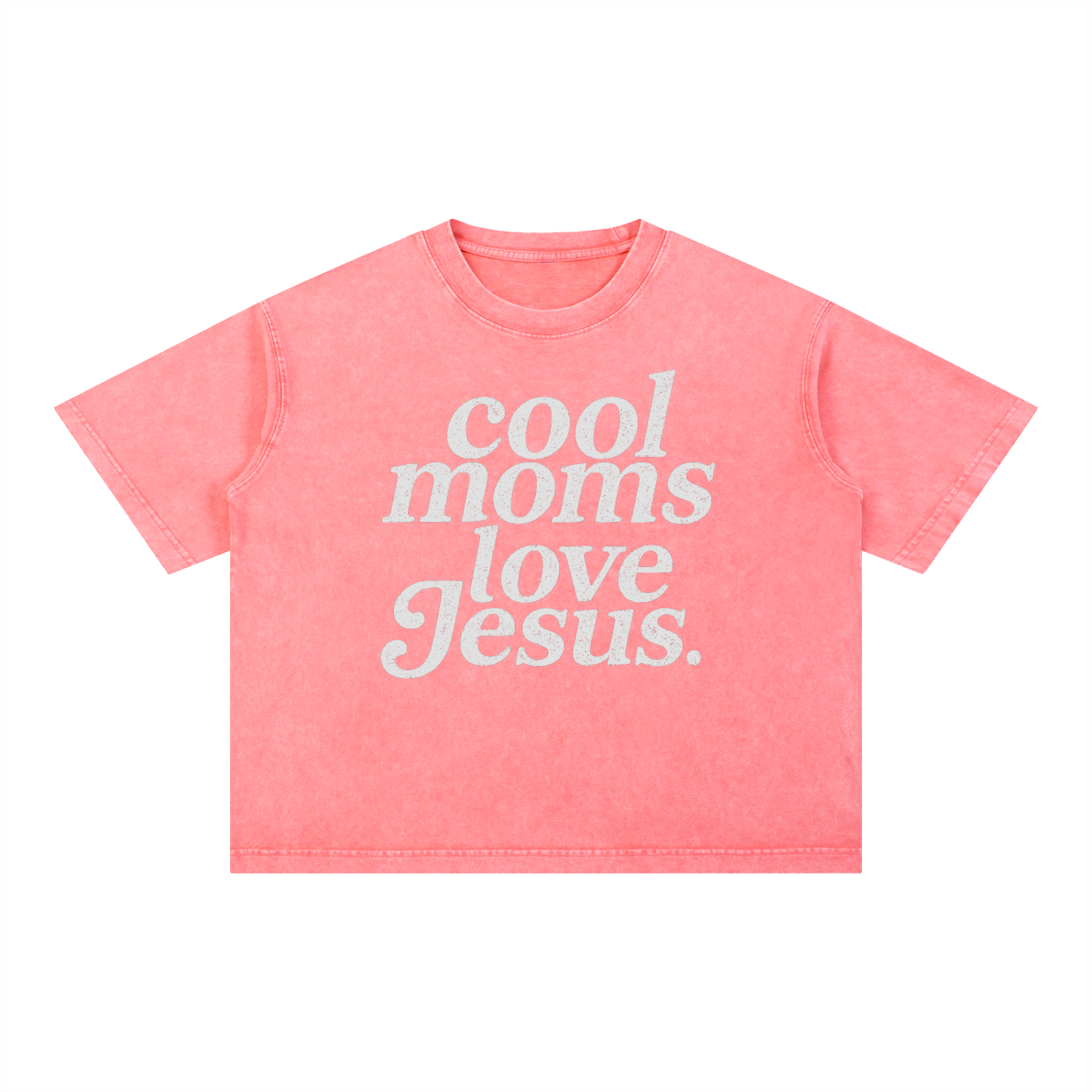 "Cool Moms Love Jesus" Mineral-Washed Boxy Cotton Tee