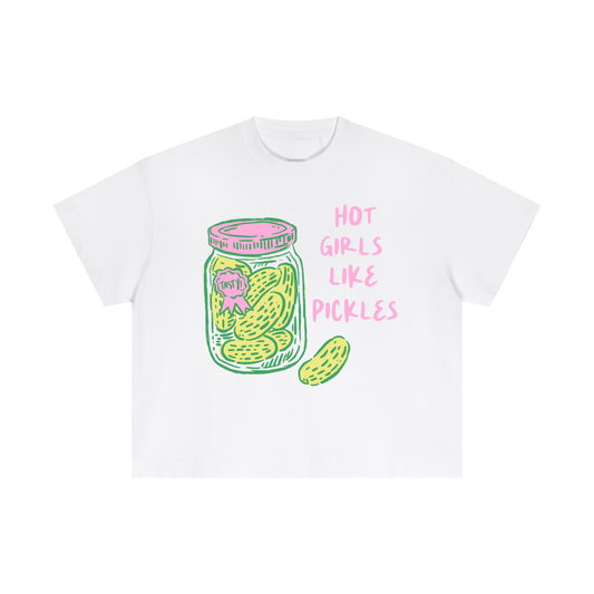 "Hot Girls Like Pickles" Essential Cotton Boxy Tee