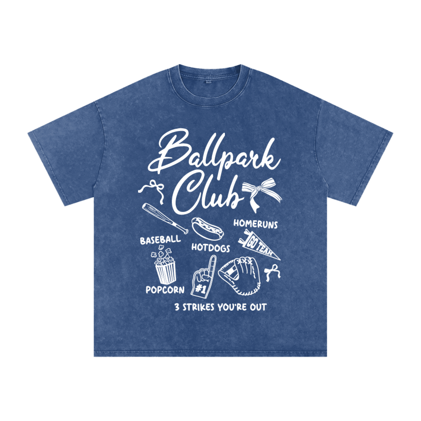 "Ballpark Club" Snow-Washed Oversized Cotton Tee