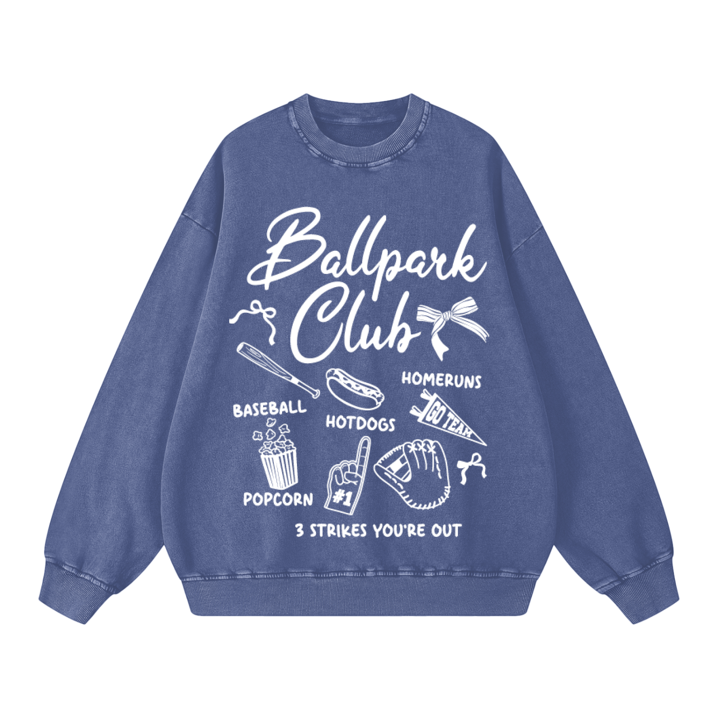 "Ballpark Club" Snow-Washed Oversized Sweatshirt