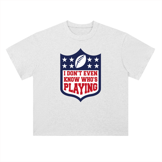"Who Is Playing?" Heavyweight Drop Shoulder Cotton T-Shirt