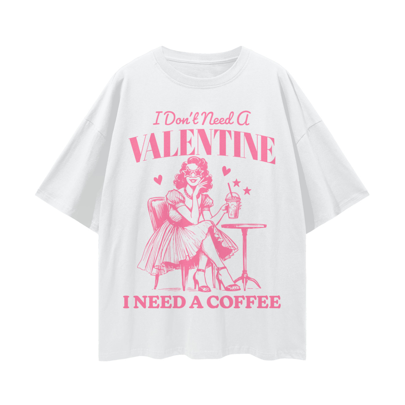 "I Need A Coffee" Streetwear Loose Drop-Shoulder Tee