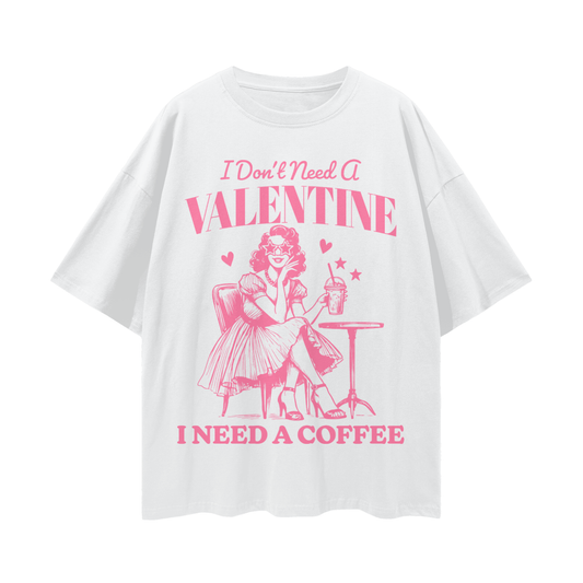 "I Need A Coffee" Streetwear Loose Drop-Shoulder Tee