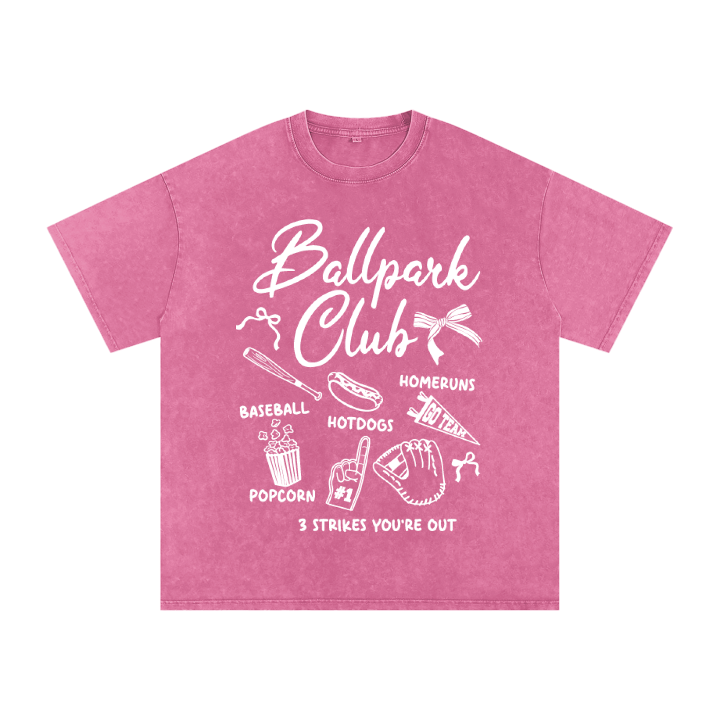"Ballpark Club" Snow-Washed Oversized Cotton Tee