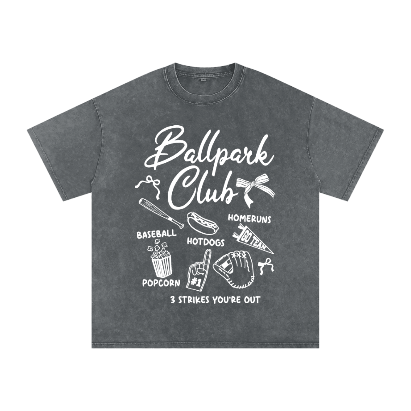"Ballpark Club" Snow-Washed Oversized Cotton Tee